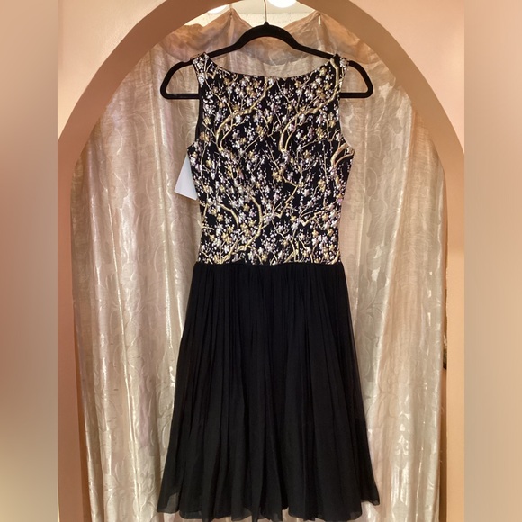 Vintage 1960’s Brocade Drop Waist Chiffon Dress - Picture 4 of 5